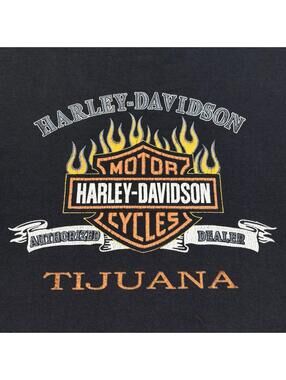 Y2K‎ Harley Davidson Tijuana Mexico Dealer Tee Black Biker Shirt Large